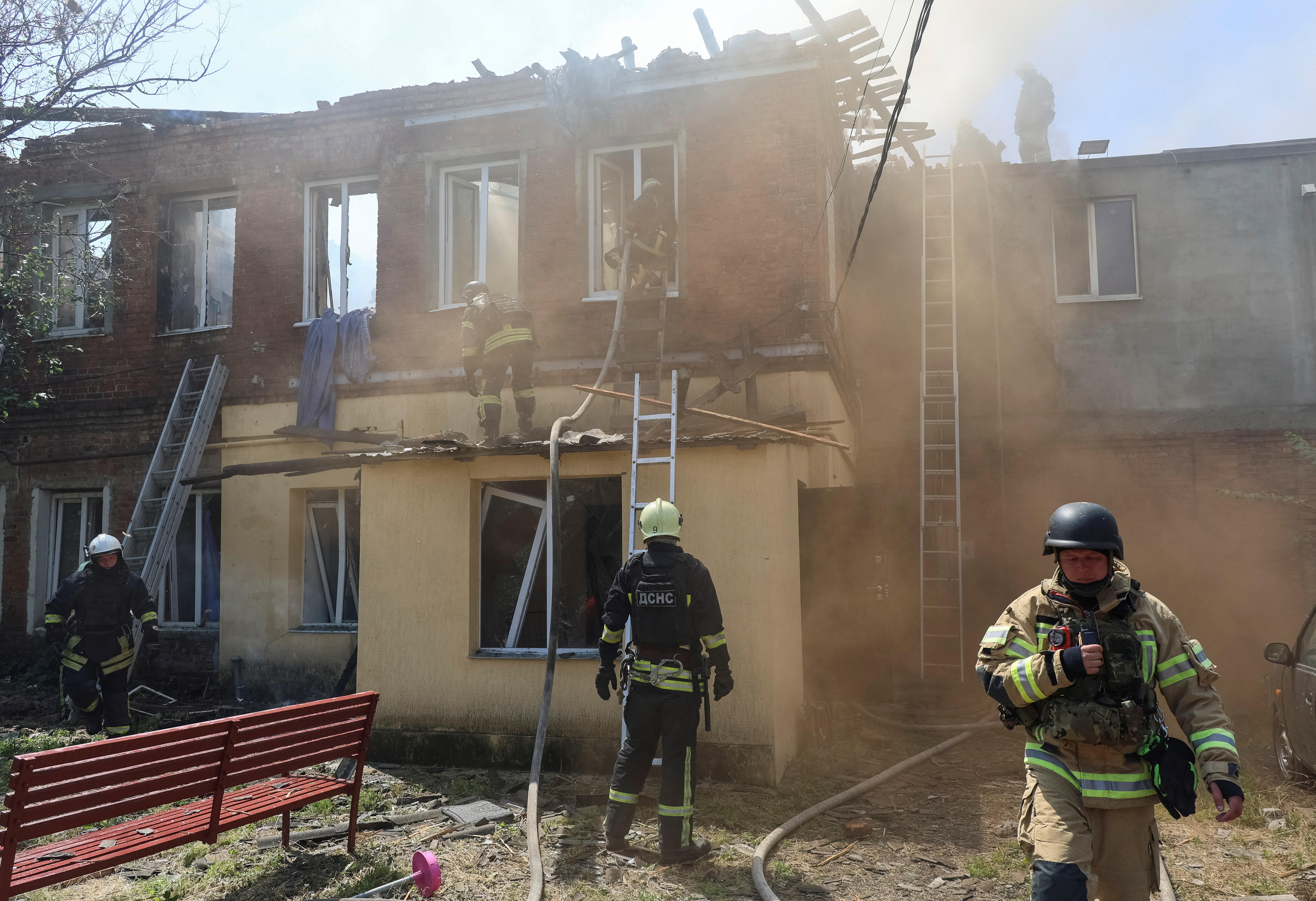 Aftermath of a Russian drone strike in Kharkiv