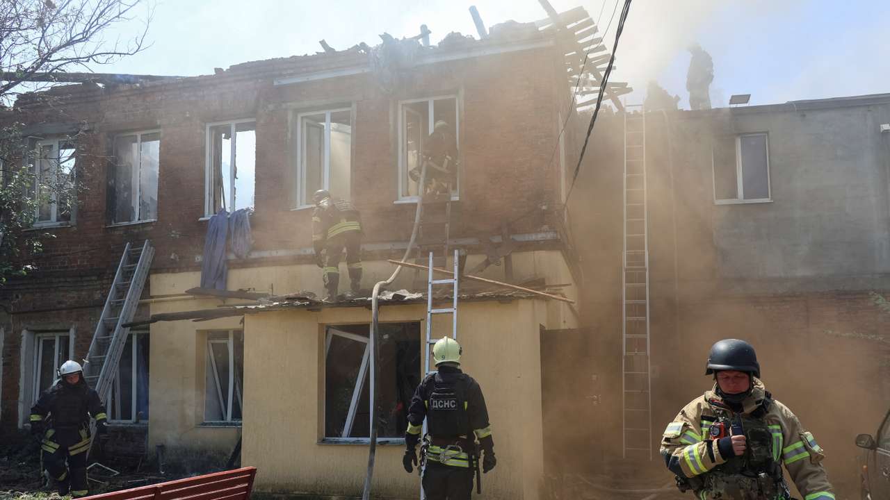 Aftermath of a Russian drone strike in Kharkiv