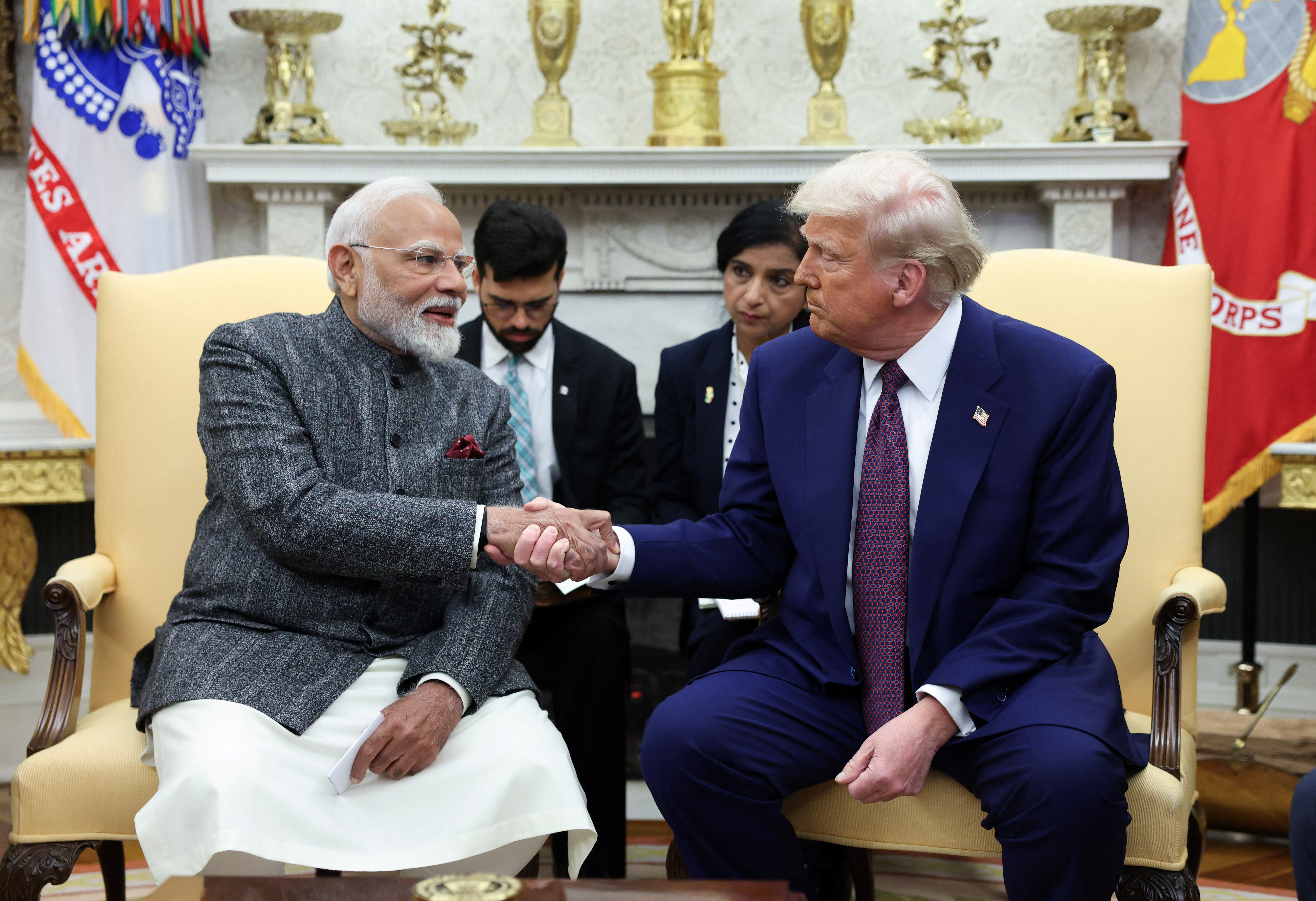 Indian Prime Minister Narendra Modi meets with U.S. President Donald Trump at the White House