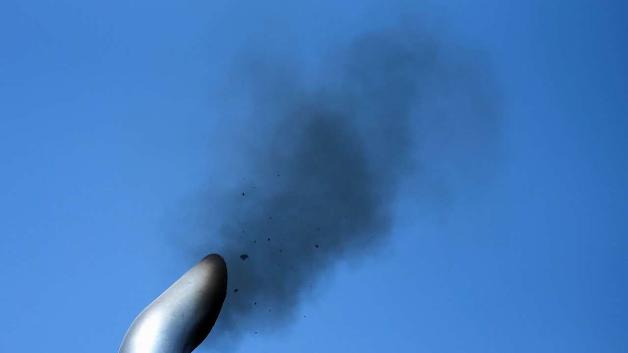 FILE PHOTO: A truck engine is tested for pollution near the Mexican-U.S. border in Otay Mesa, California