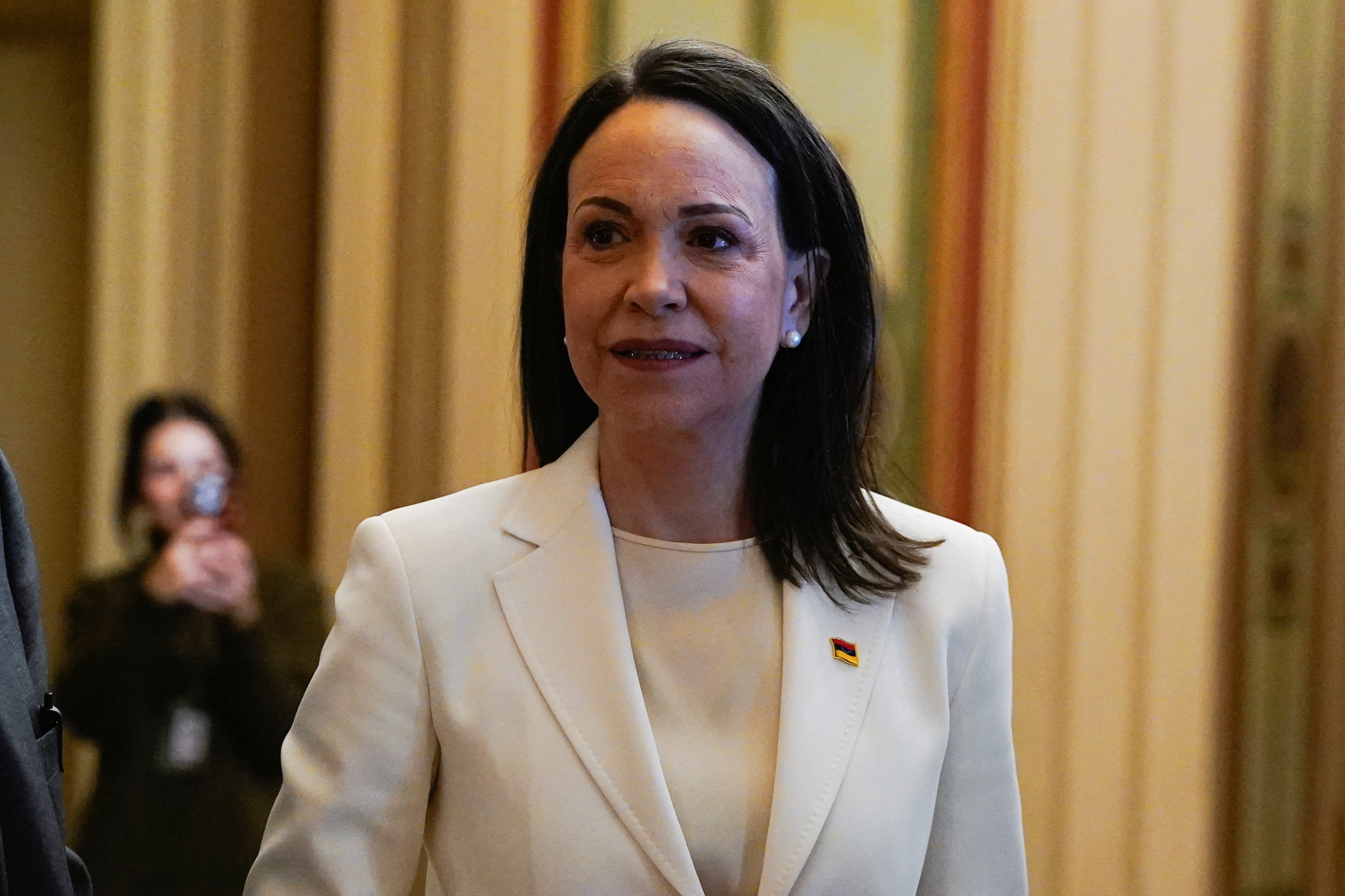 Venezuelan opposition leader Maria Corina Machado meets with U.S. senators on Capitol Hill in Washington