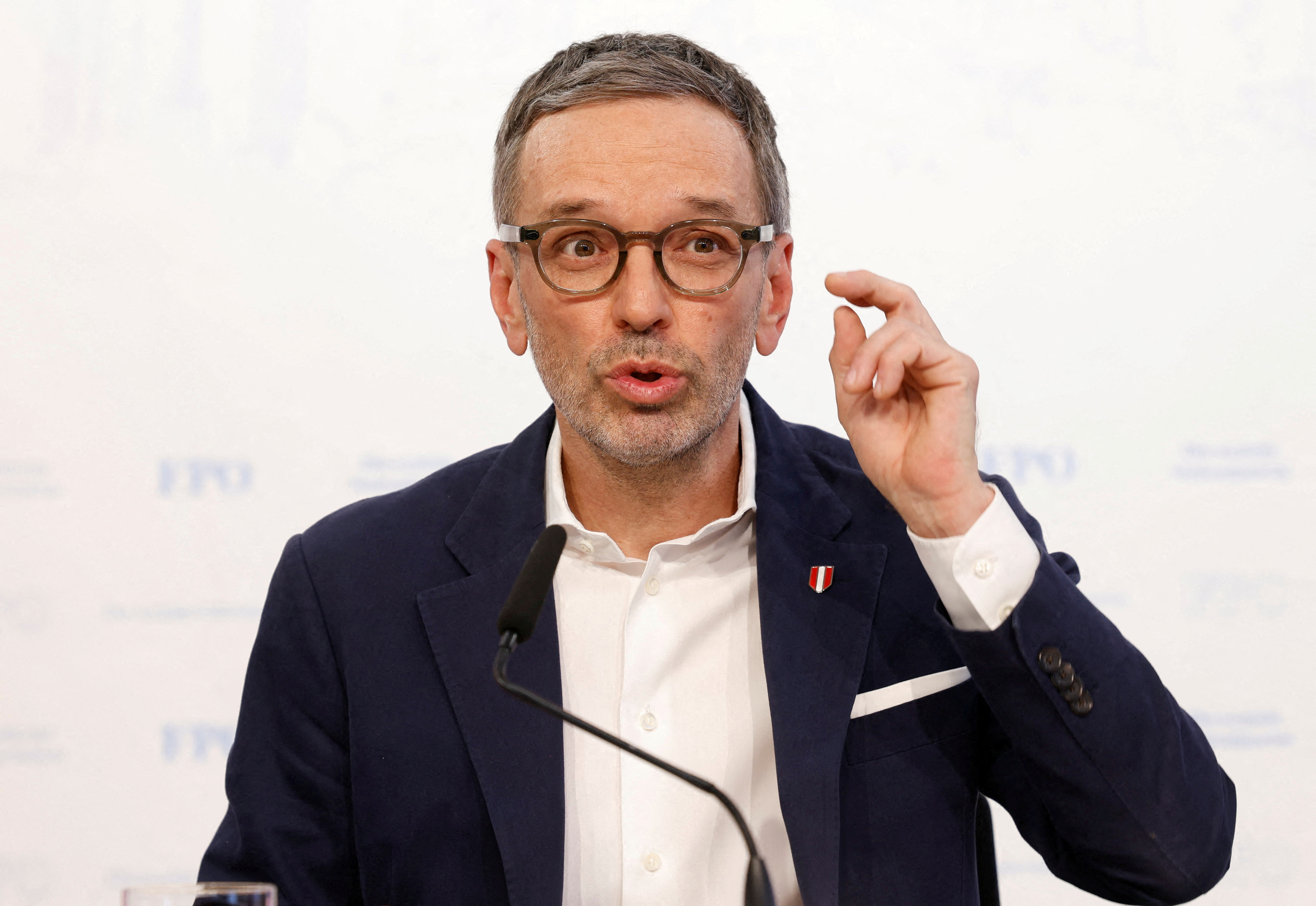 FILE PHOTO: Head of Austria's Freedom Party Herbert Kickl holds a press conference in Vienna
