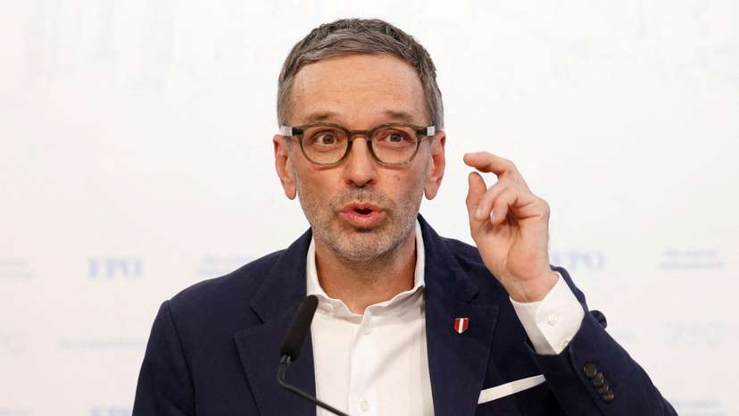 FILE PHOTO: Head of Austria's Freedom Party Herbert Kickl holds a press conference in Vienna