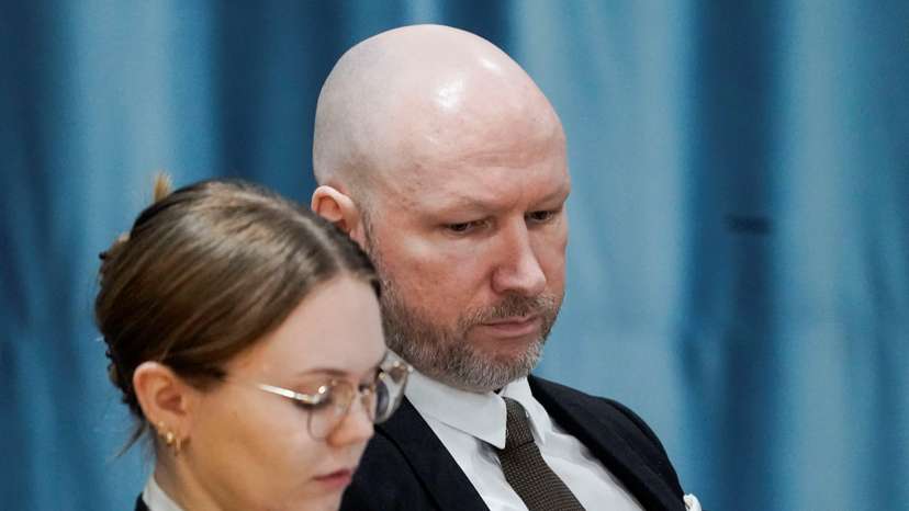 Anders Behring Breivik attends a court hearing at Ringerike prison, in Tyristrand