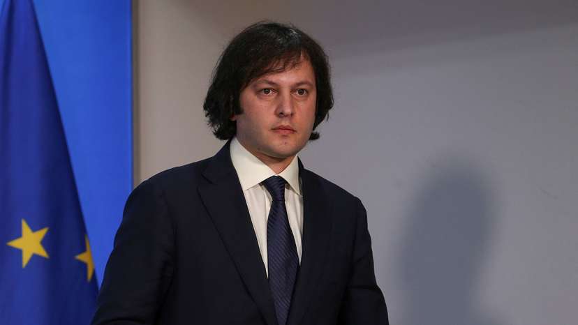 Georgia's Prime Minister Kobakhidze attends a briefing in Tbilisi