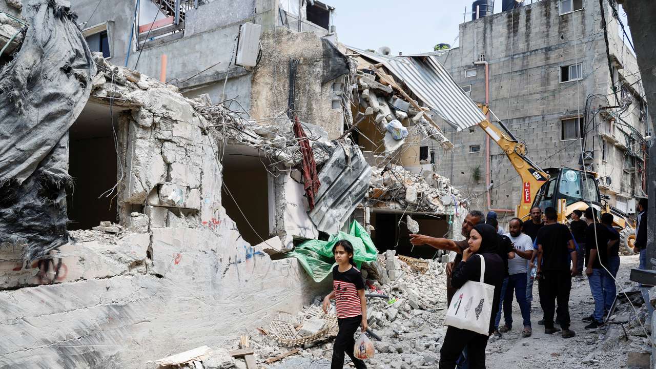 Aftermath of an Israeli raid at Nur Shams camp, in Tulkarm