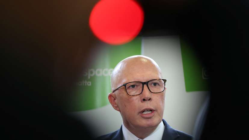 Liberal Party leader Peter Dutton speaks during a visit to youth mental health foundation in Western Sydney