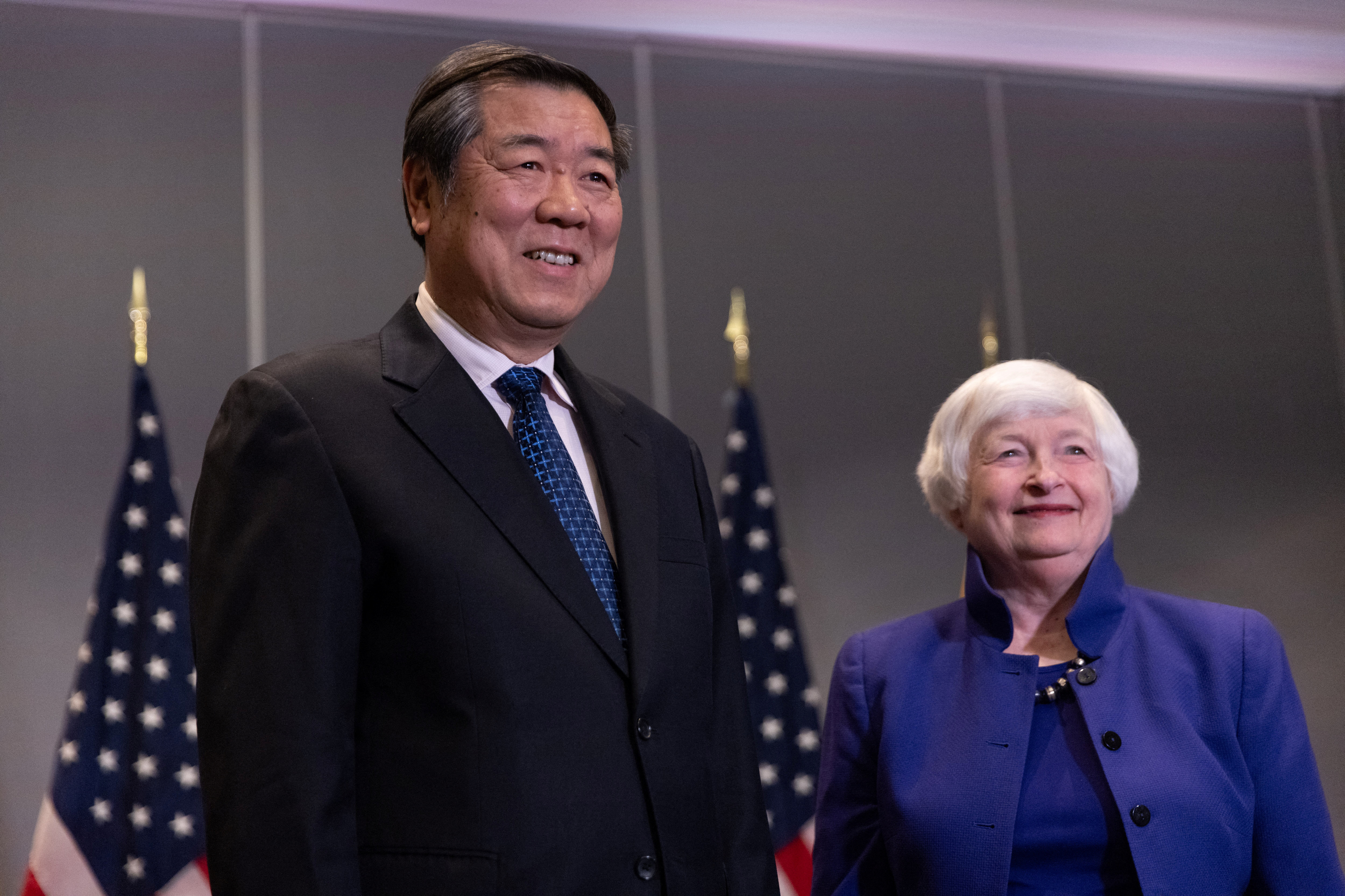 U.S. Treasury Secretary Janet Yellen meets with Chinese Vice Premier He Lifeng during a bilateral meeting in San Francisco