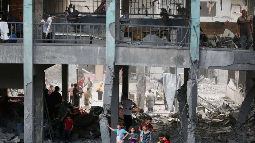Aftermath of an Israeli strike at a school sheltering displaced people, in Jabalia refugee camp
