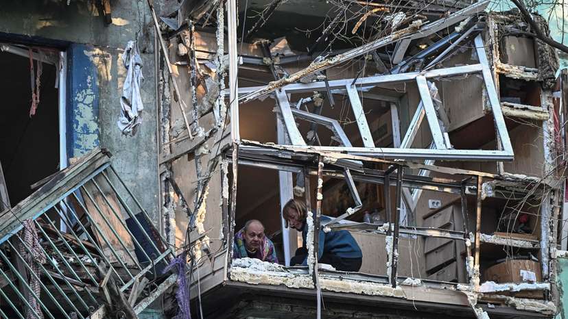 Aftermath of a Russian drone strike in Zaporizhzhia