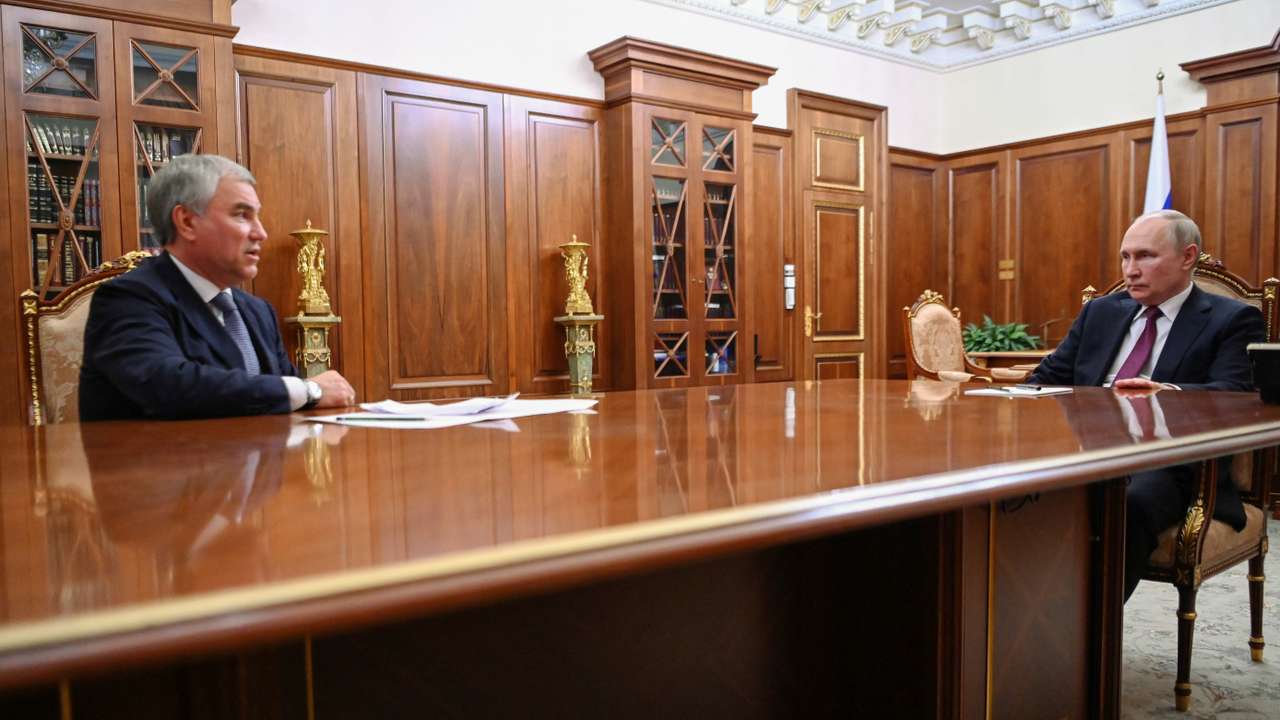 Russian President Vladimir Putin meets with State Duma Chairman Vyacheslav Volodin in Moscow