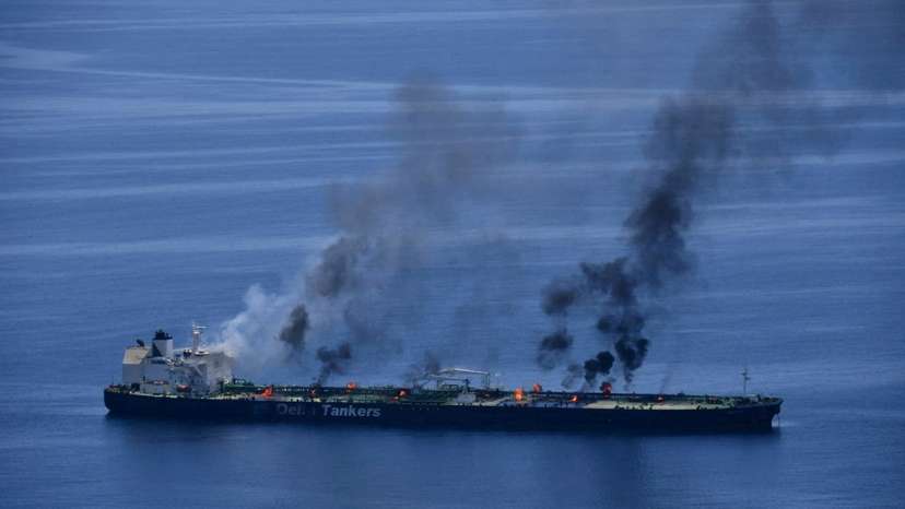 Sounion oil tanker on fire in Red Sea