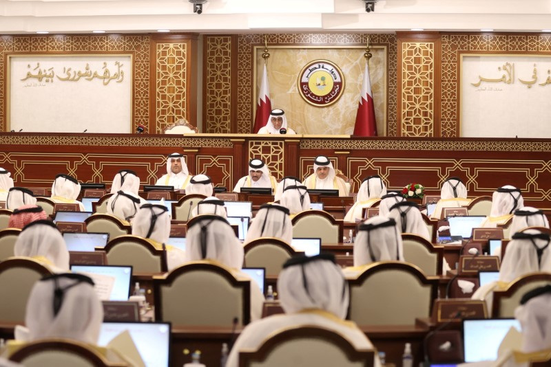 FILE PHOTO: Members attend the session of the advisory Shura Council in Doha