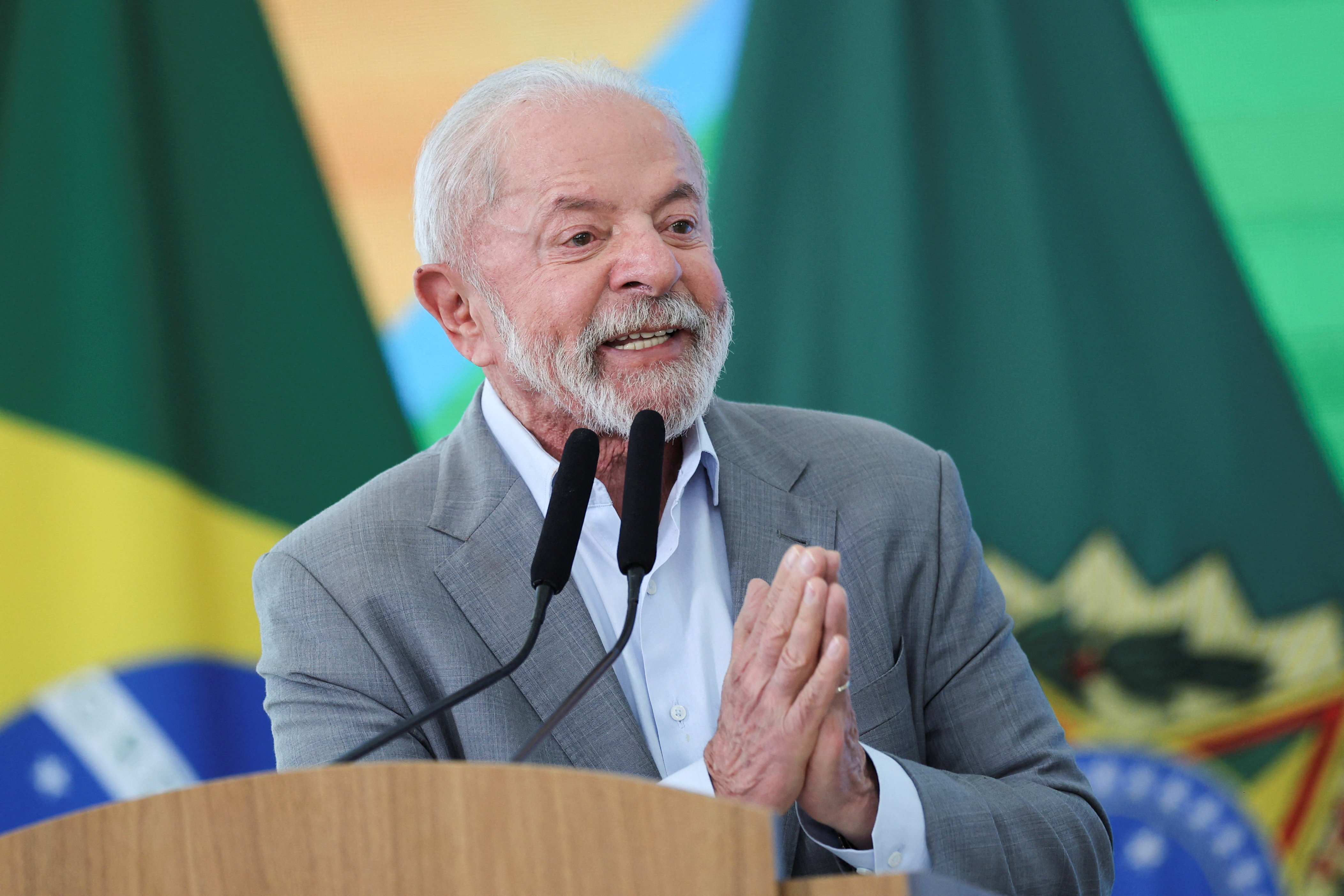 Brazil's President Luiz Inacio Lula da Silva attends a ceremony at the Planalto Palace