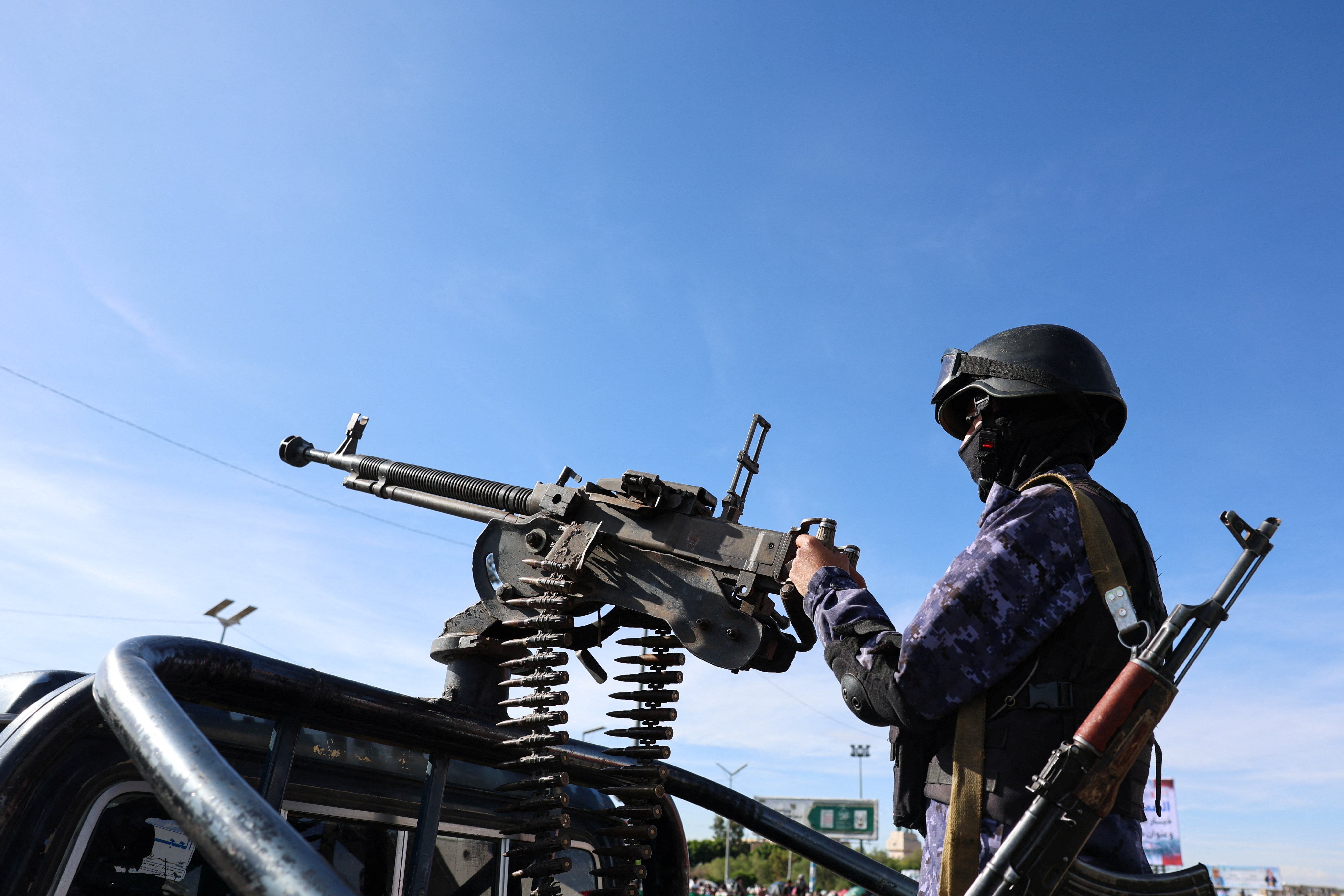 Houthi supporters demonstrate in solidarity with Iran, in Sanaa