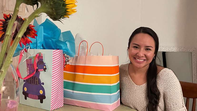 Giovanna Hernandez celebrates her 21st birthday at her home in Leeds