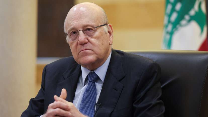 Lebanon's caretaker prime minister Najib Mikati attends an interview with Reuters at the government headquarters in downtown Beirut