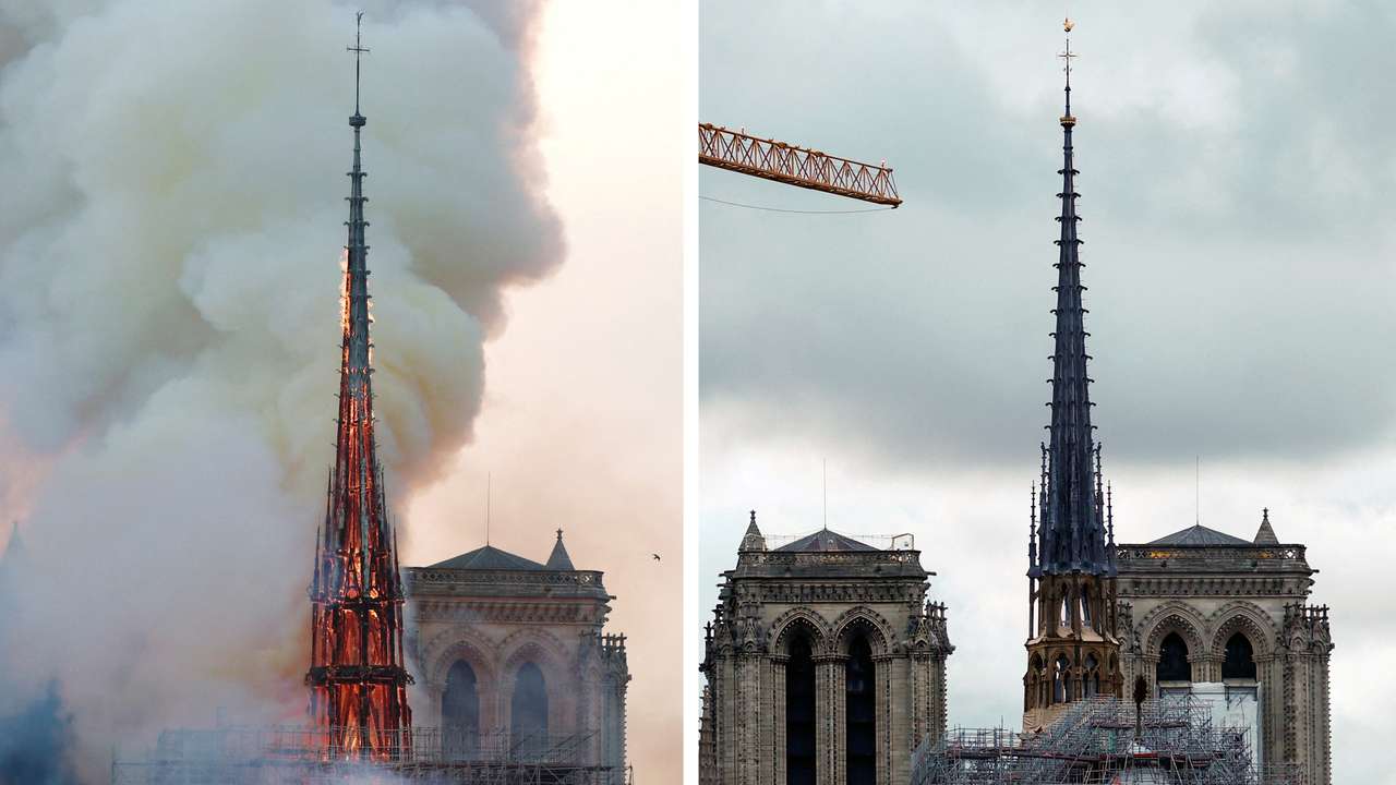 Five years after the fire, the spire of the Notre-Dame de Paris Cathedral visible again