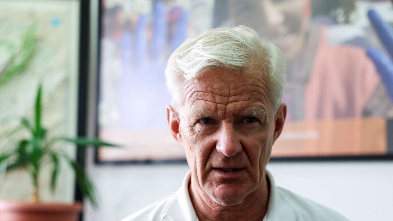 Jan Egeland, Secretary-General of the Norwegian Refugee Council speaks during an interview with Reuters in Sin El Fil