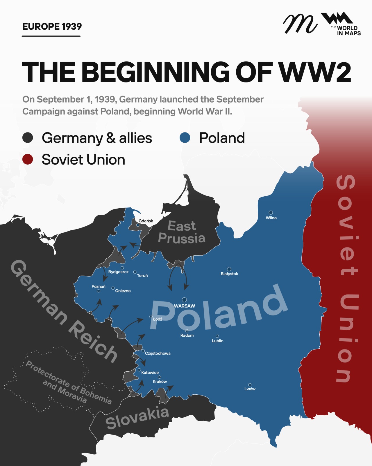 Germany’s invasion of Poland on September 1, 1939, began World War II in Europe