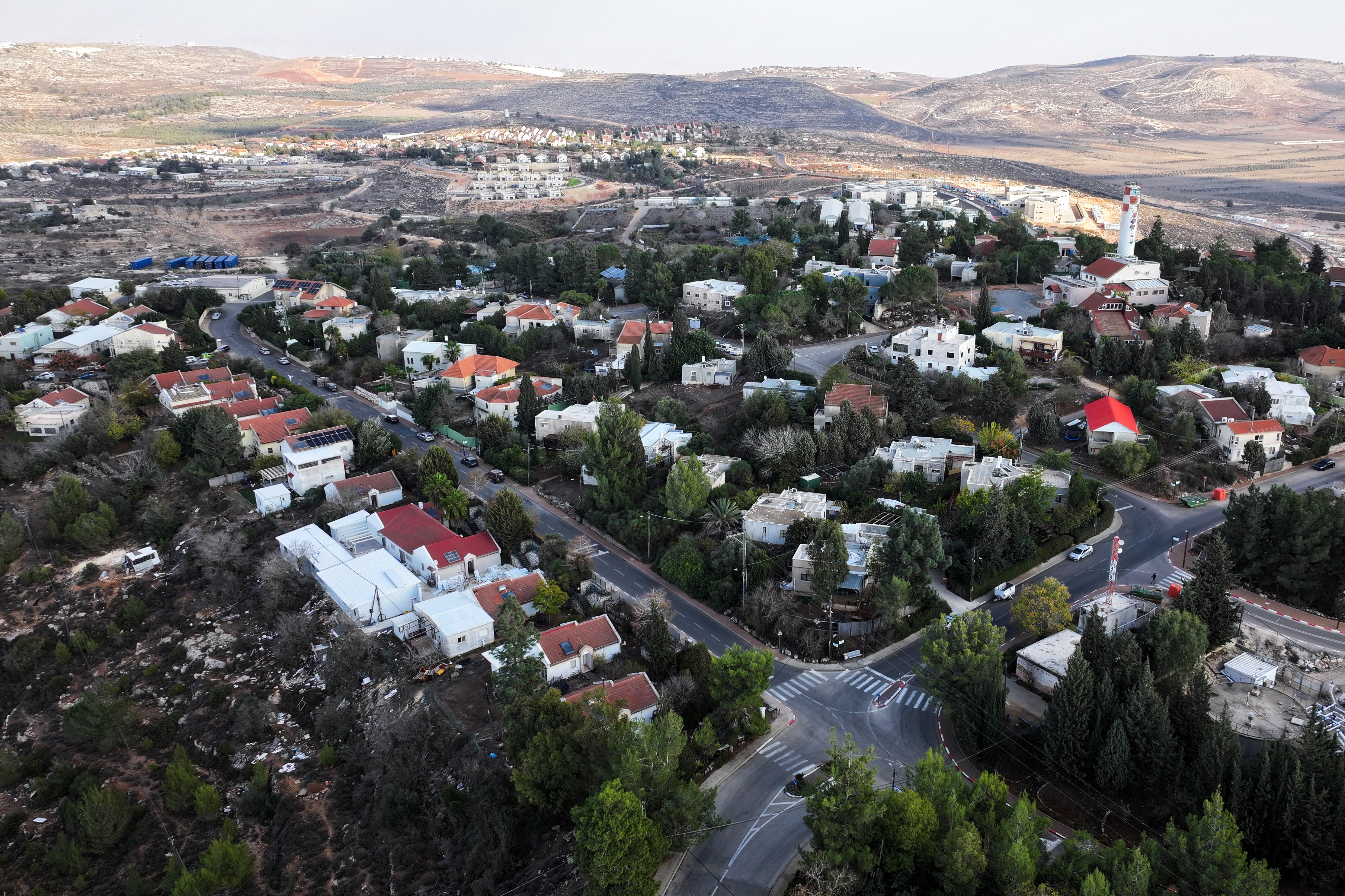 A drone view of the Israeli settlement Shilo