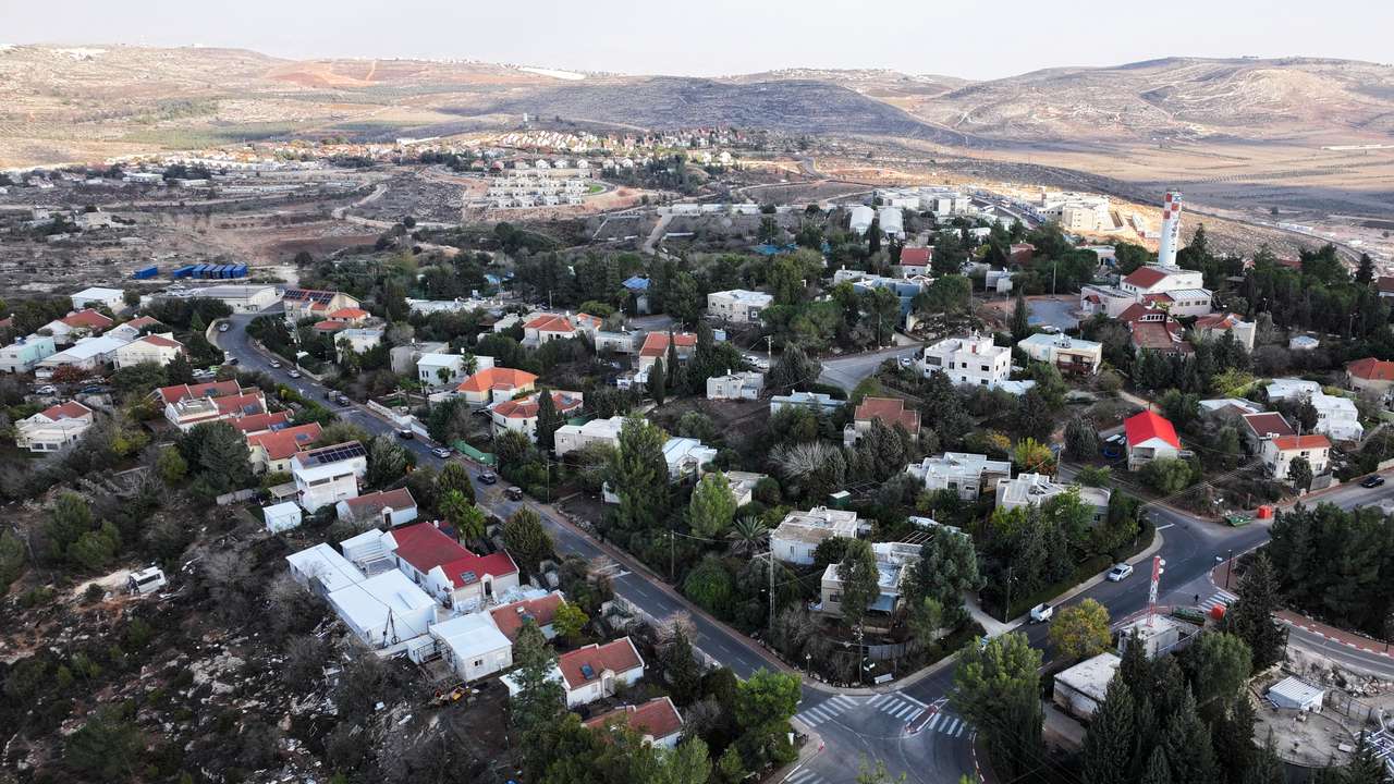 A drone view of the Israeli settlement Shilo