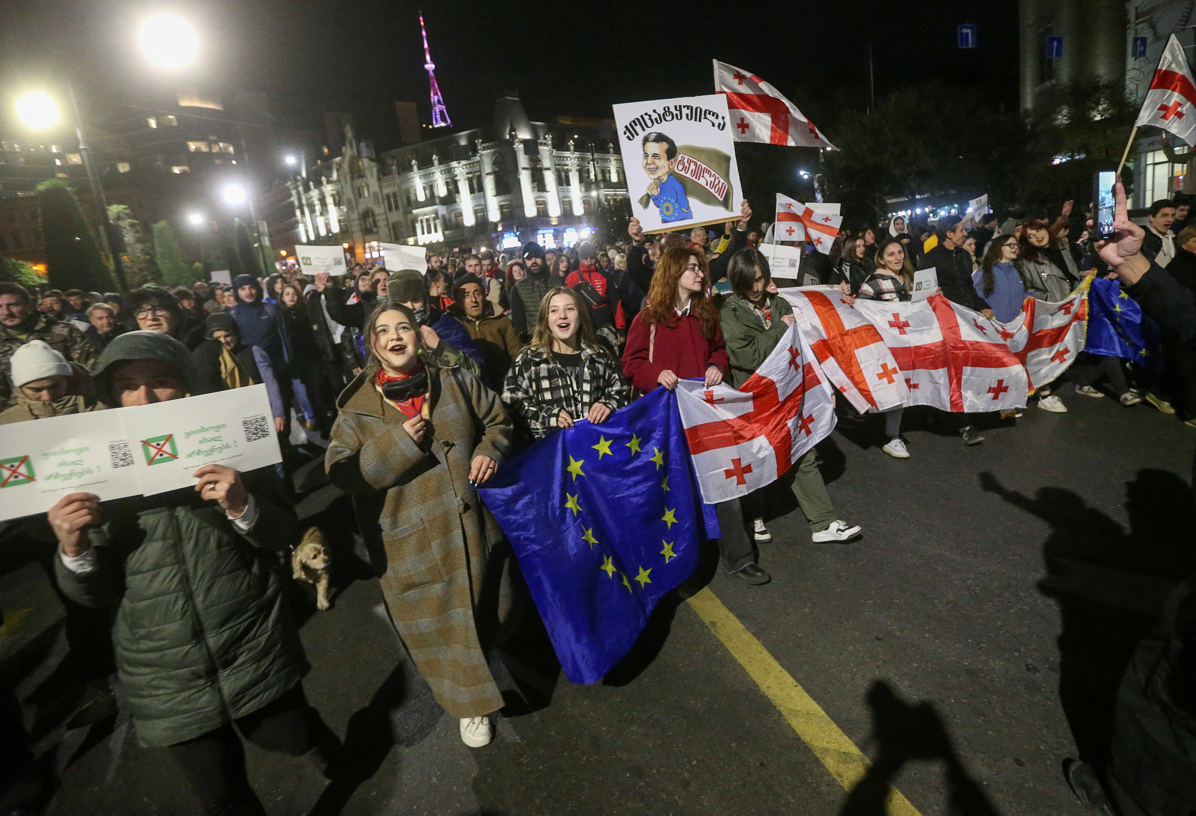 Georgia's opposition groups protest against election result