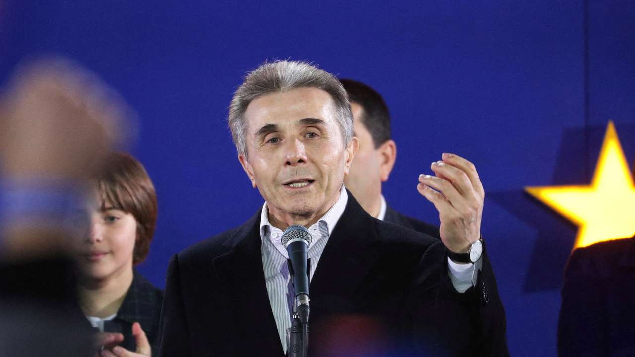 FILE PHOTO: Founder of the Georgian Dream party Bidzina Ivanishvili speaks after the announcement of exit poll results in Tbilisi