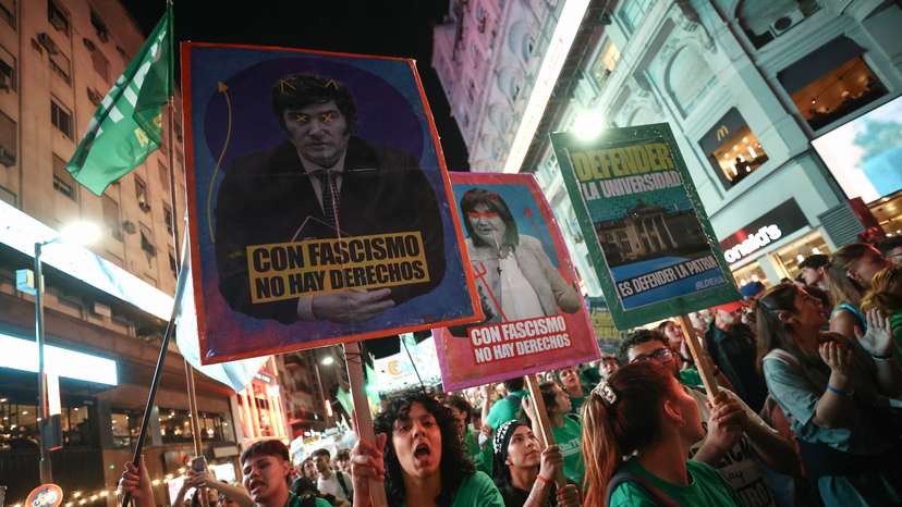 Protest against Argentine's President Milei's "chainsaw" cuts on public education, in Buenos Aires