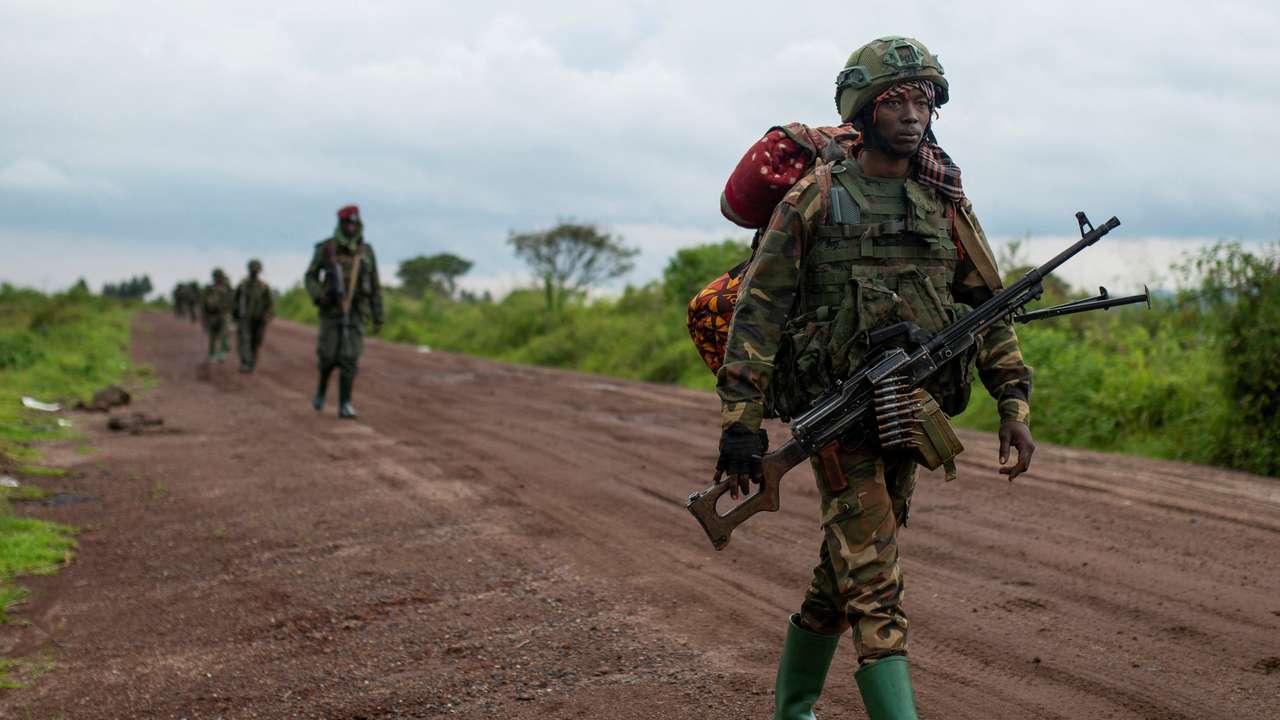 FILE PHOTO: Congo's M23 rebels withdraw from seized positions in goodwill gesture, in Kibumba