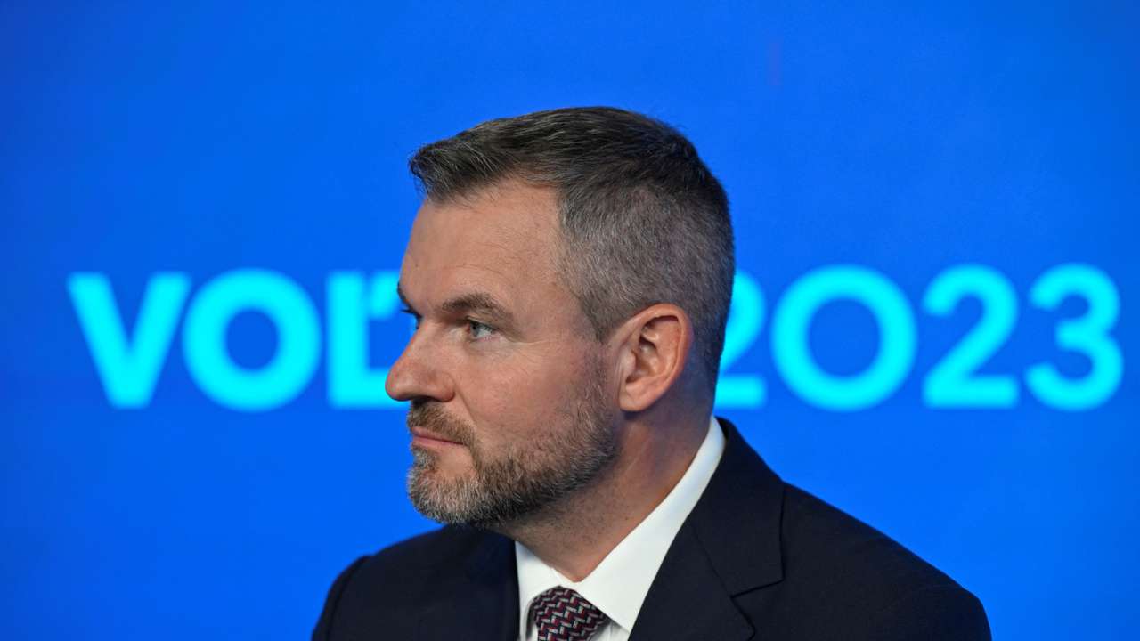 Peter Pellegrini, leader of the HLAS party, awaits for the televised debate to begin at TV TA3, prior to the Slovak early parliamentary election in Bratislava
