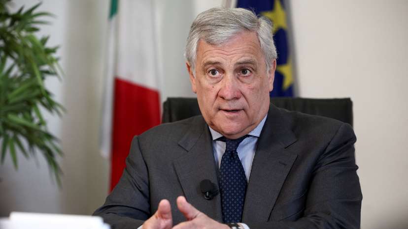 Italian Foreign Minister Antonio Tajani speaks during an interview with Reuters, in Rome