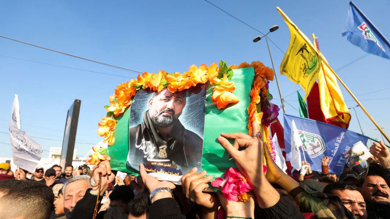Funeral of a commander from Kataib Hezbollah, Abu Baqir al-Saadi, who was killed in a U.S. airstrike, in Baghdad