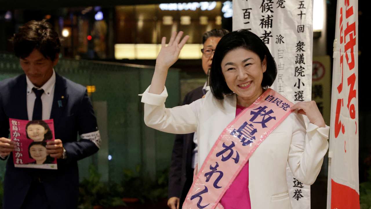 Karen Makishima, a Liberal Democratic Party (LDP) candidate for the upcoming general election, on the first day of her campaign in Odawara