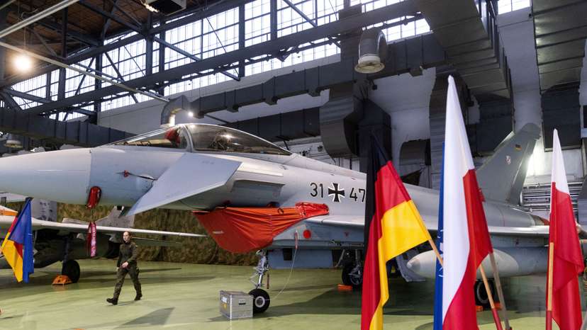 FILE PHOTO: German Air Force Eurofighter Typhoon fighter jets at the 22nd Tactical Air Base in Malbork