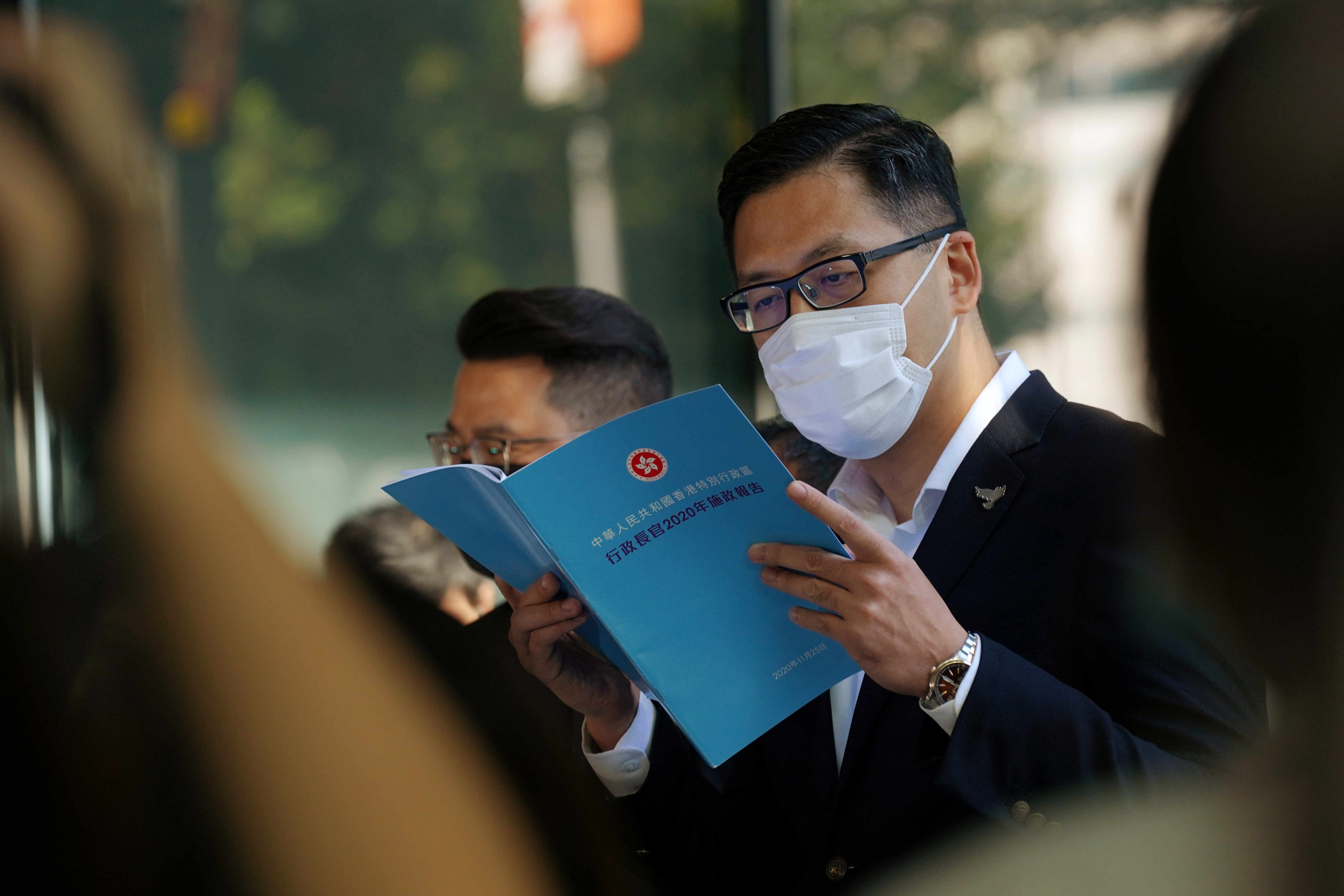 Chairman of Democratic Party Wu Chi-wai speaks to the media in Hong Kong