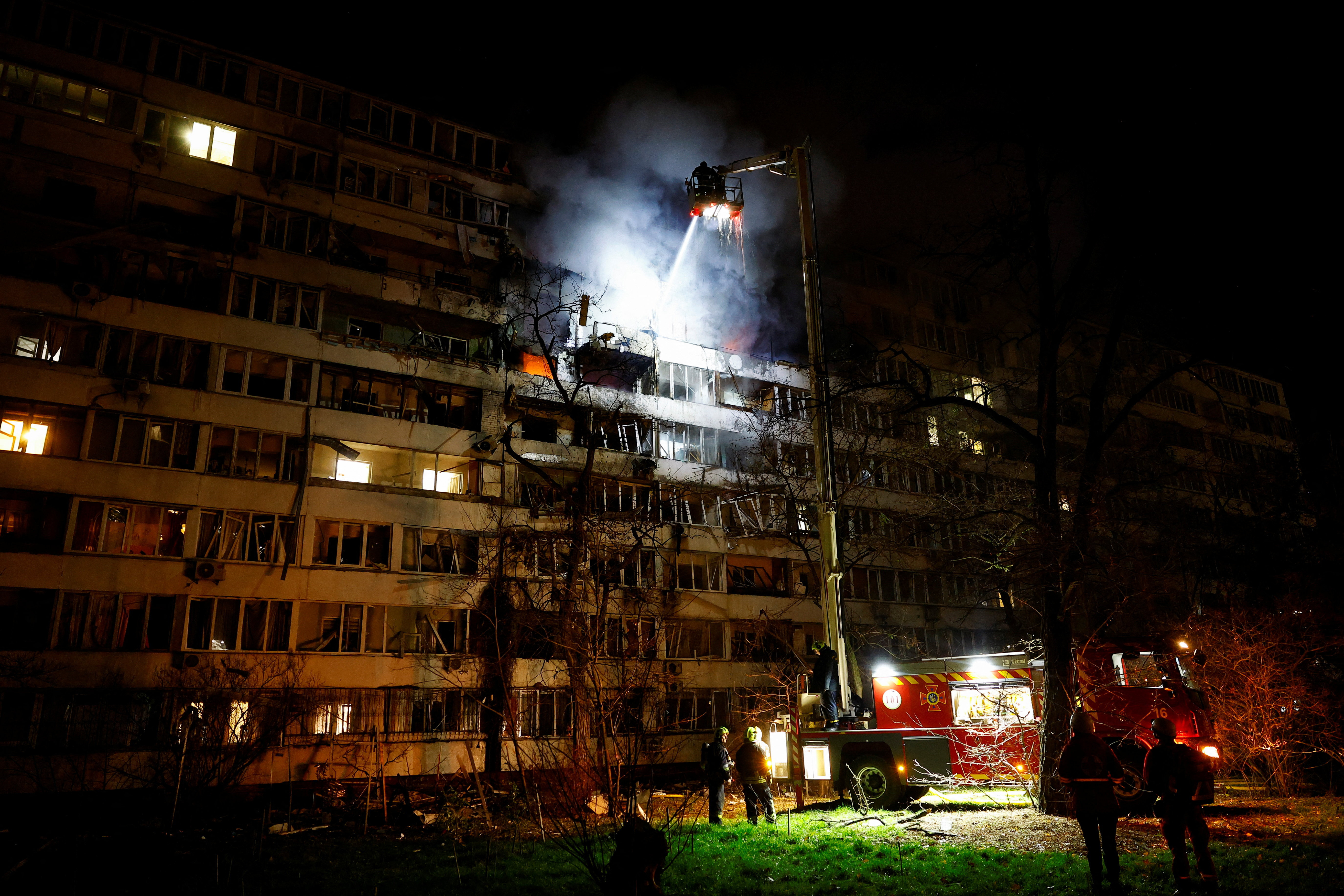 Aftermath of a Russian missile and drone attack, in Kyiv