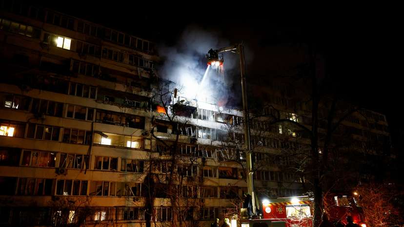 Aftermath of a Russian missile and drone attack, in Kyiv