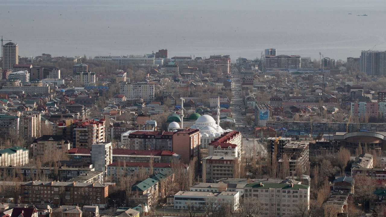 FILE PHOTO: Aerial view of Dagestan capital of Makhachkala