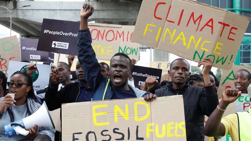 FILE PHOTO: Climate activists participate in a protest demanding economic and climate liberation in Nairobi