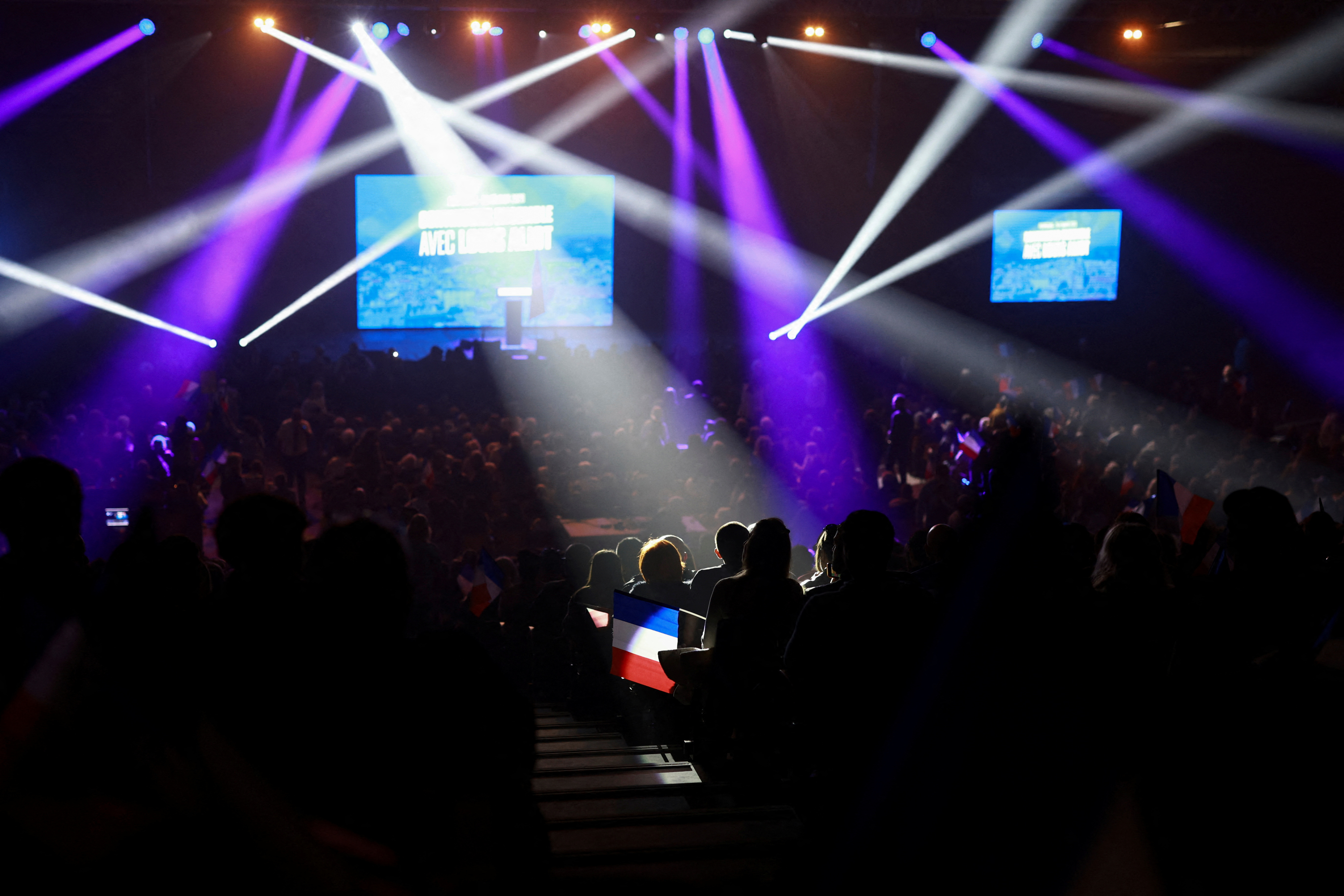 Political rally of RN Louis Aliot for the upcoming municipal elections in Perpignan