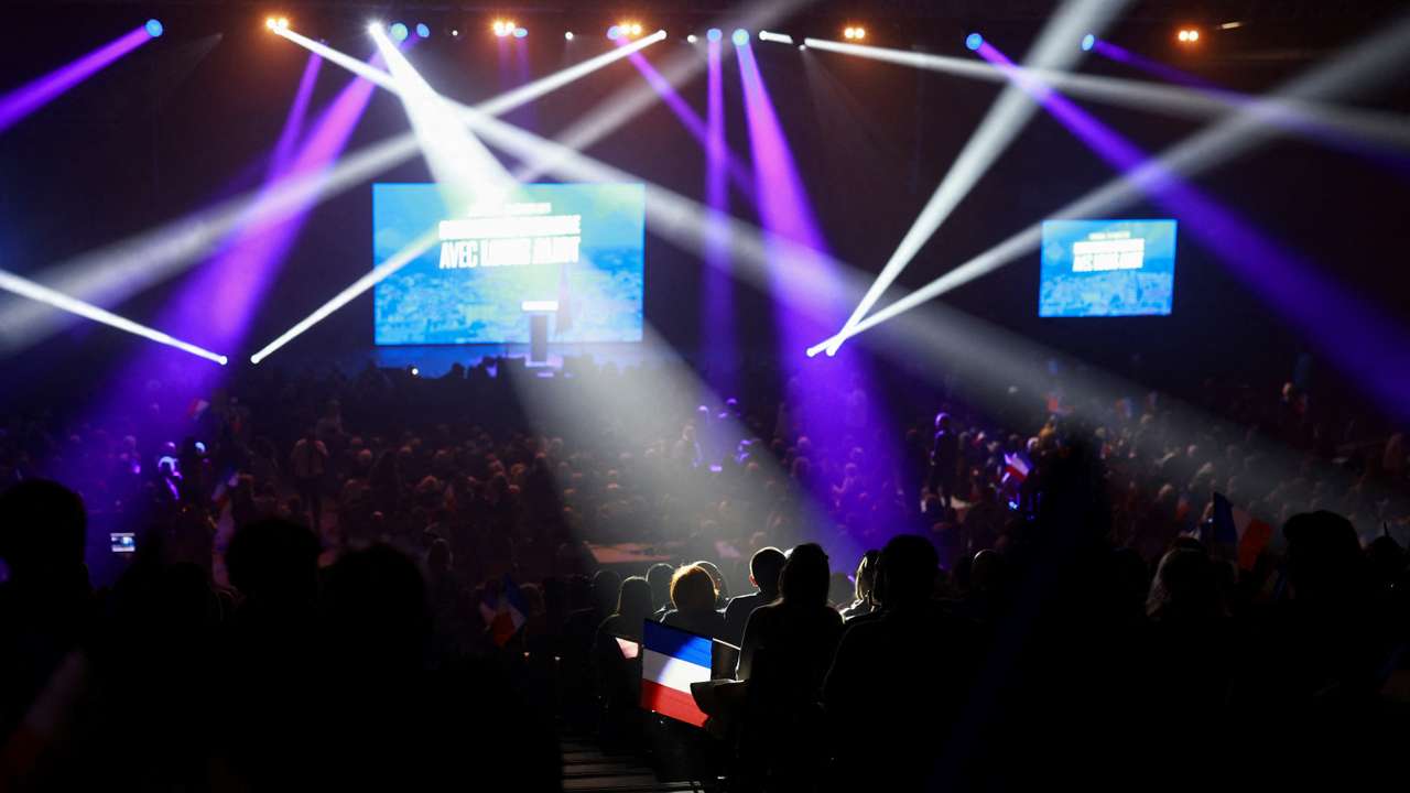 Political rally of RN Louis Aliot for the upcoming municipal elections in Perpignan