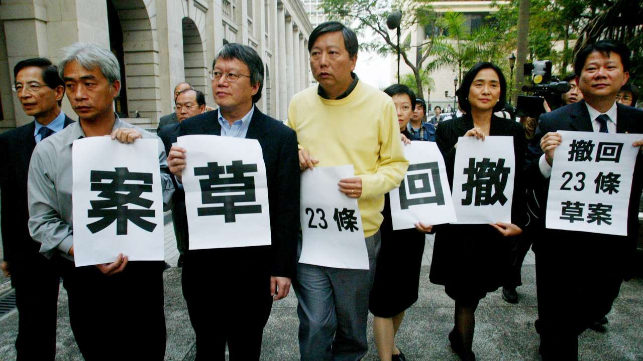 FILE PHOTO: Pro-Democracy legislators walk out of a meeting in Hong Kong