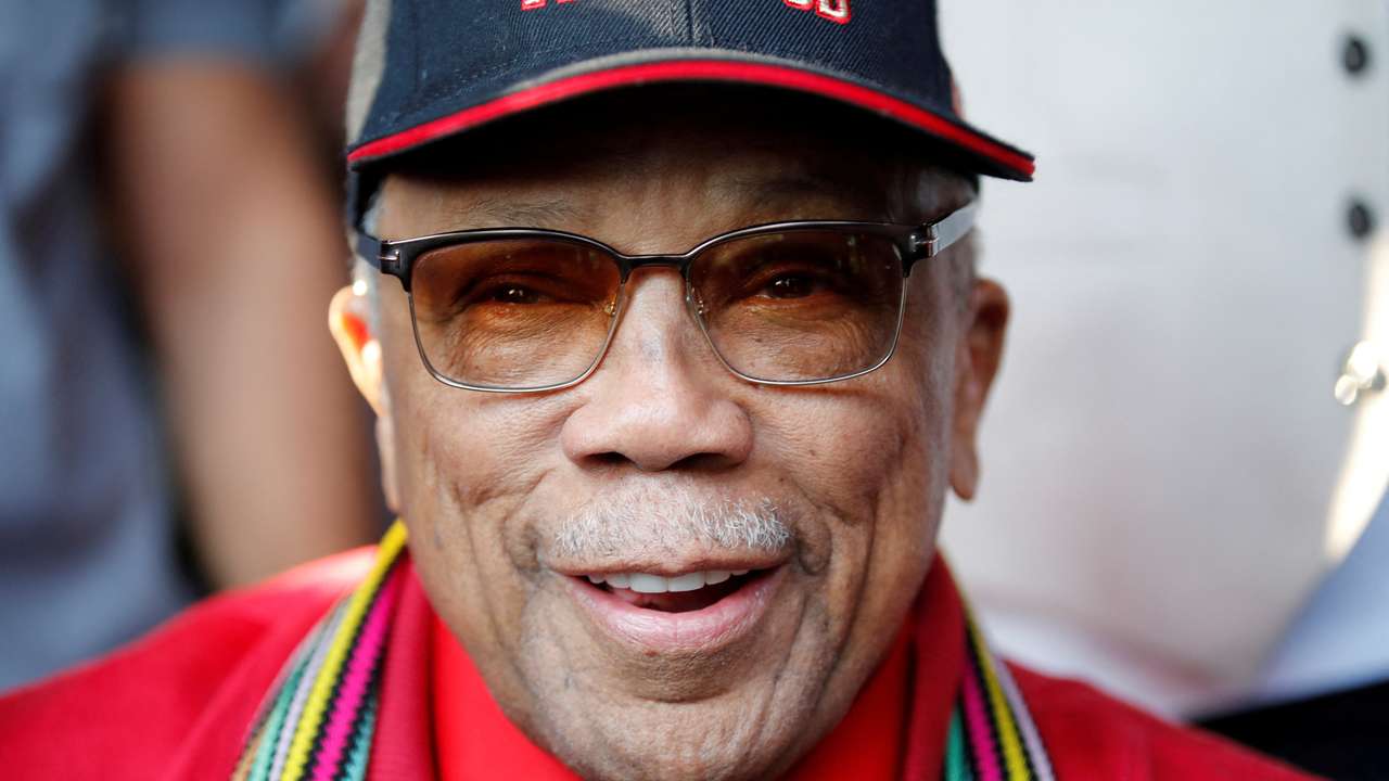 FILE PHOTO: Legendary American producer Jones poses during a ceremony to rename a concert hall to his name during the opening night of the 52nd Montreux Jazz Festival in Montreux