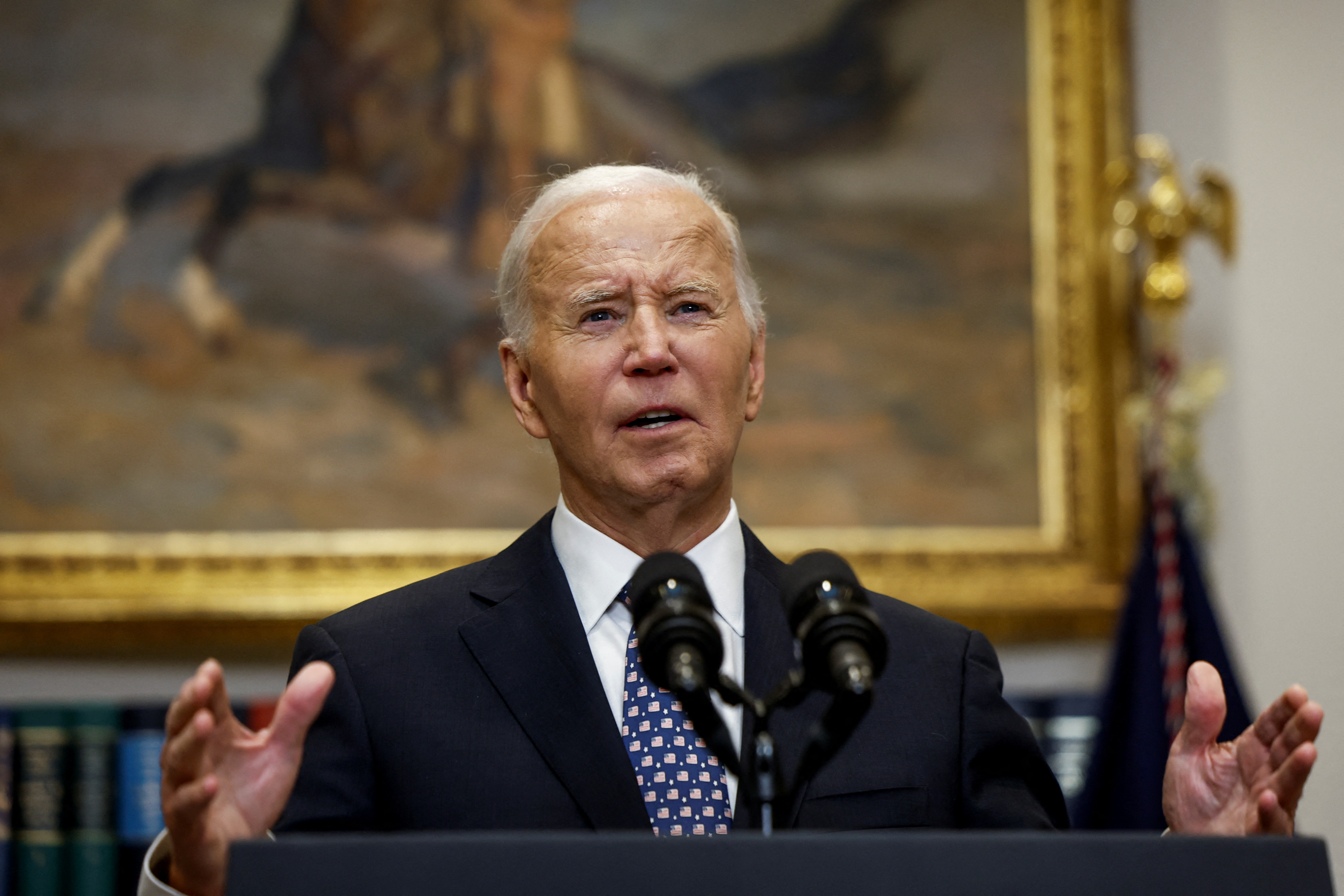 U.S. President Biden delivers remarks on the response to Hurricane Helene, at the White House