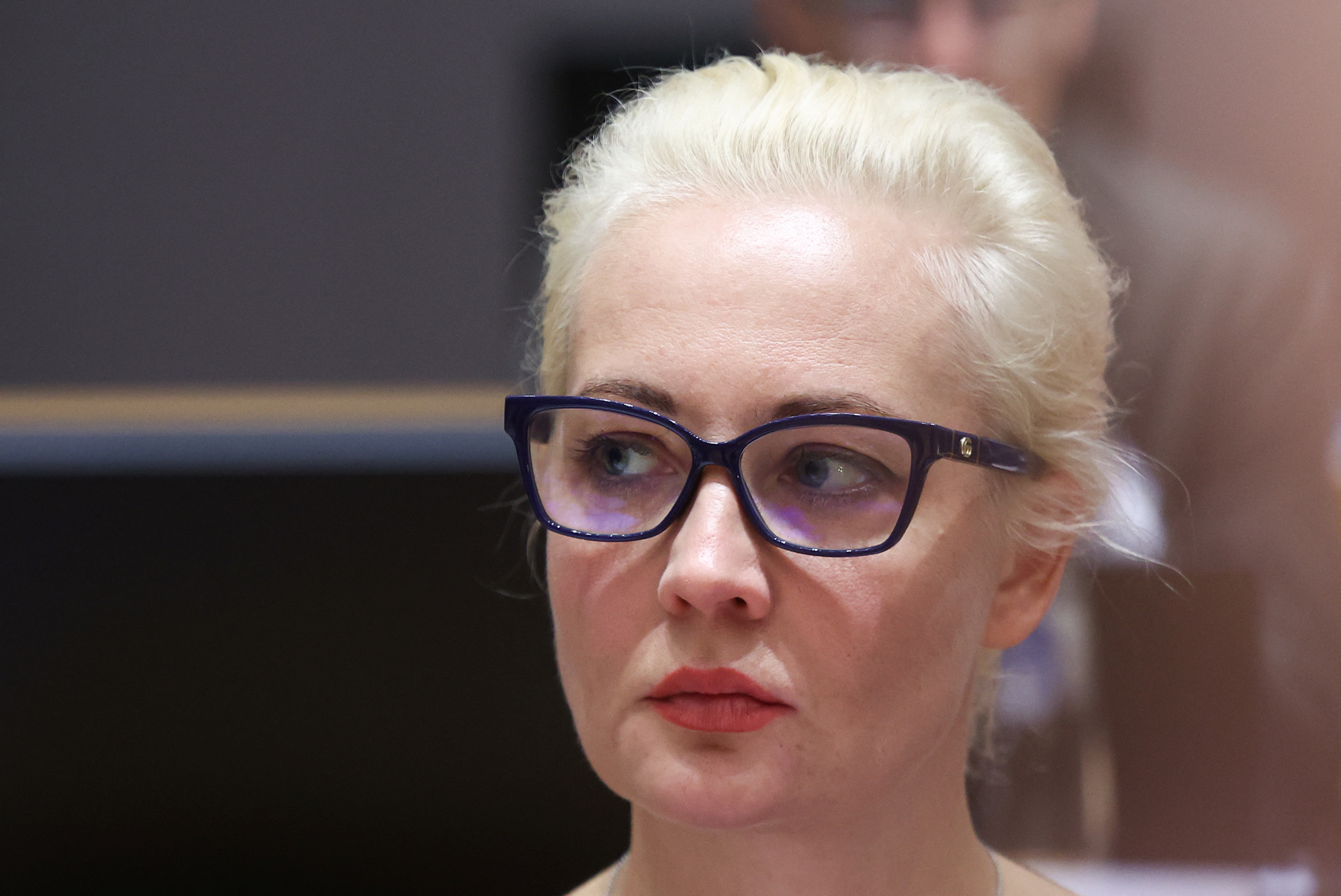 Yulia Navalnaya, the widow of Alexei Navalny, takes part in a meeting of EU foreign ministers in Brussels