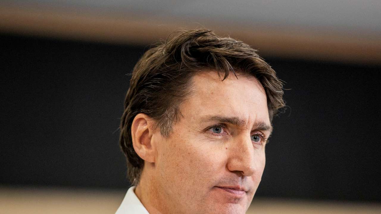 Canada's Prime Minister Trudeau makes an announcement in Brampton