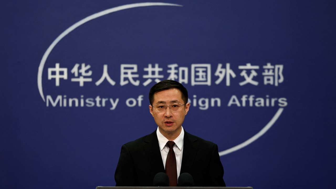 Chinese Foreign Ministry spokesperson Lin Jian speaks during a press conference in Beijing