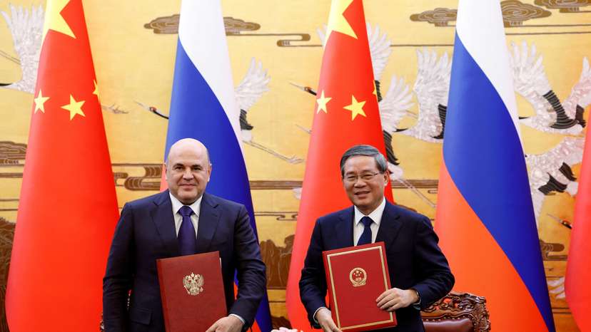Russian Prime Minister Mikhail Mishustin meets with Chinese Premier Li Qiang in Beijing