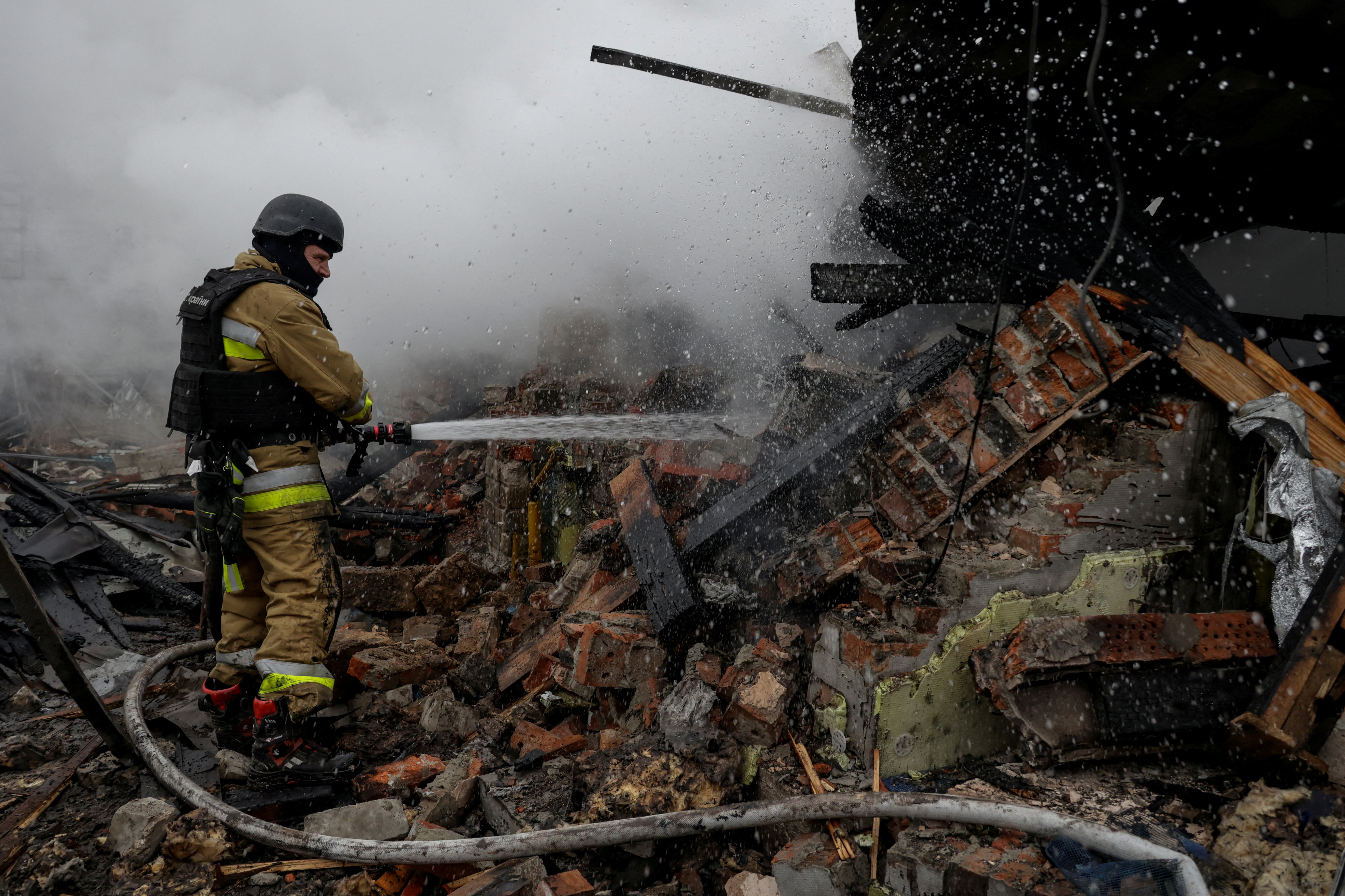 Aftermath of a Russian drone attack in Kharkiv